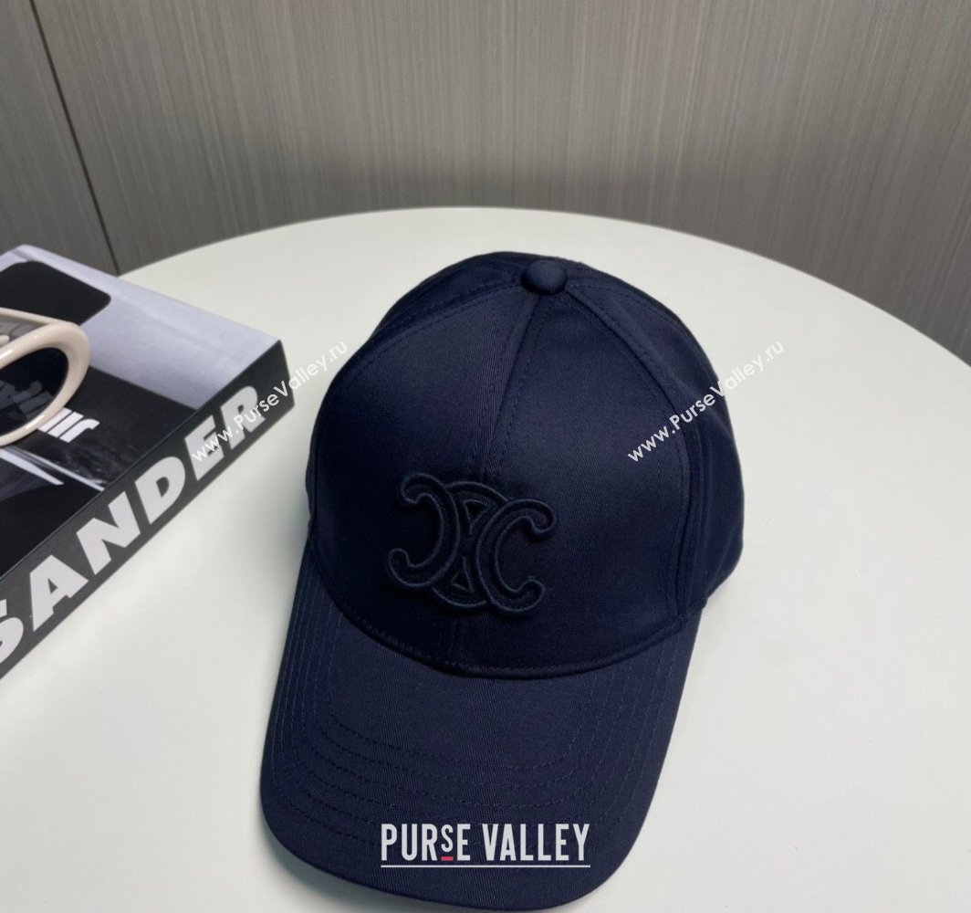 Celine Baseball Hat with One-Tone Logo Dark Blue 2025 (SHI-250318014)