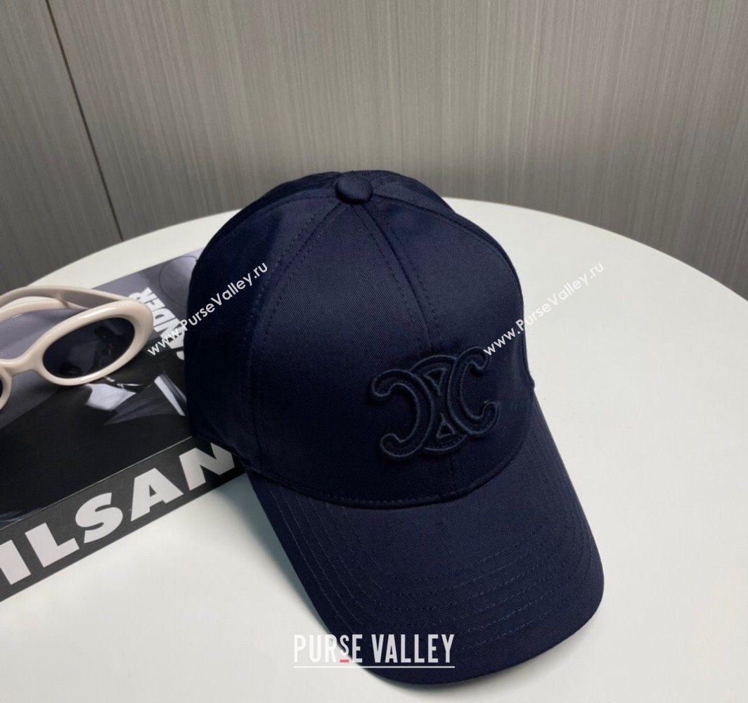 Celine Baseball Hat with One-Tone Logo Dark Blue 2025 (SHI-250318014)