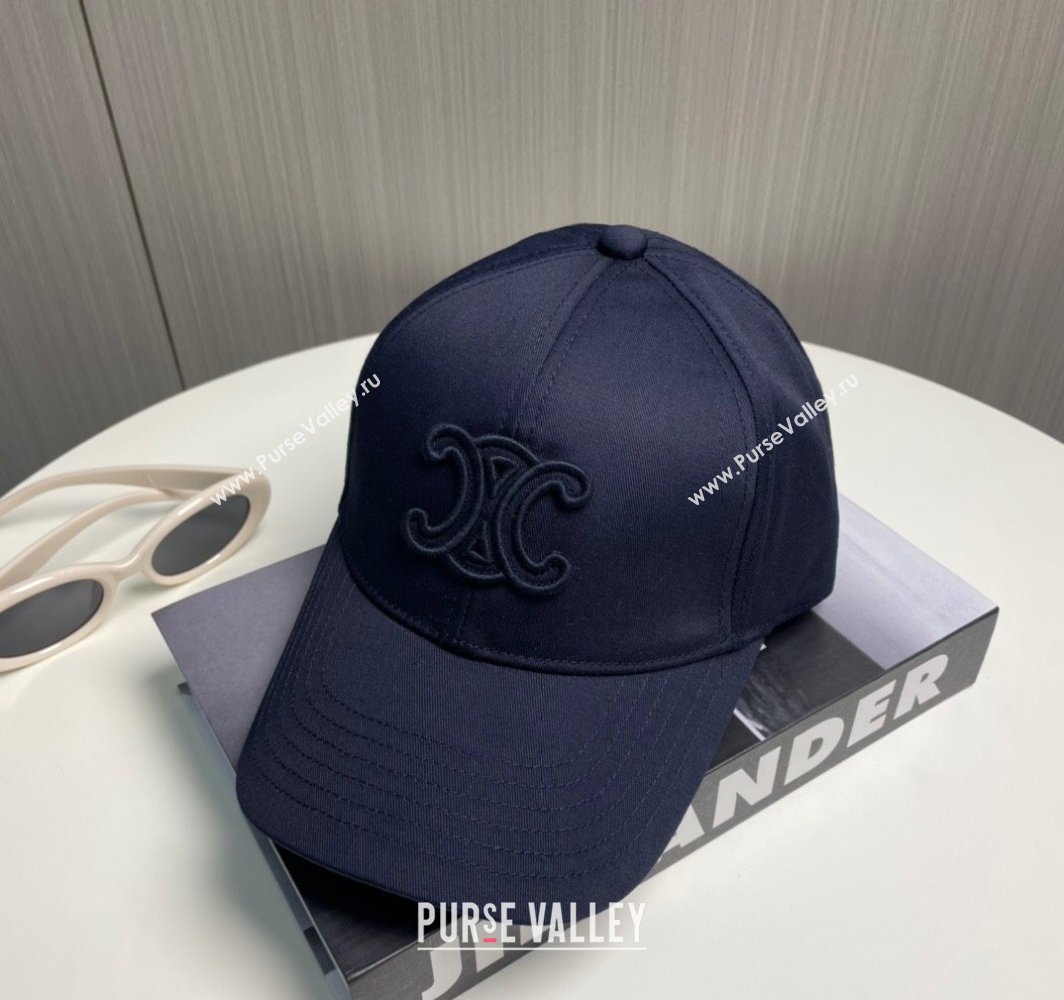 Celine Baseball Hat with One-Tone Logo Dark Blue 2025 (SHI-250318014)