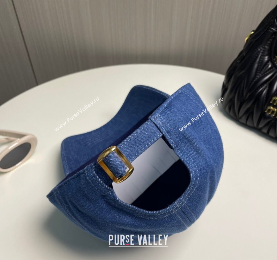 Celine Denim Baseball Hat with One-Tone Logo Blue 2025 (SHI-250318017)