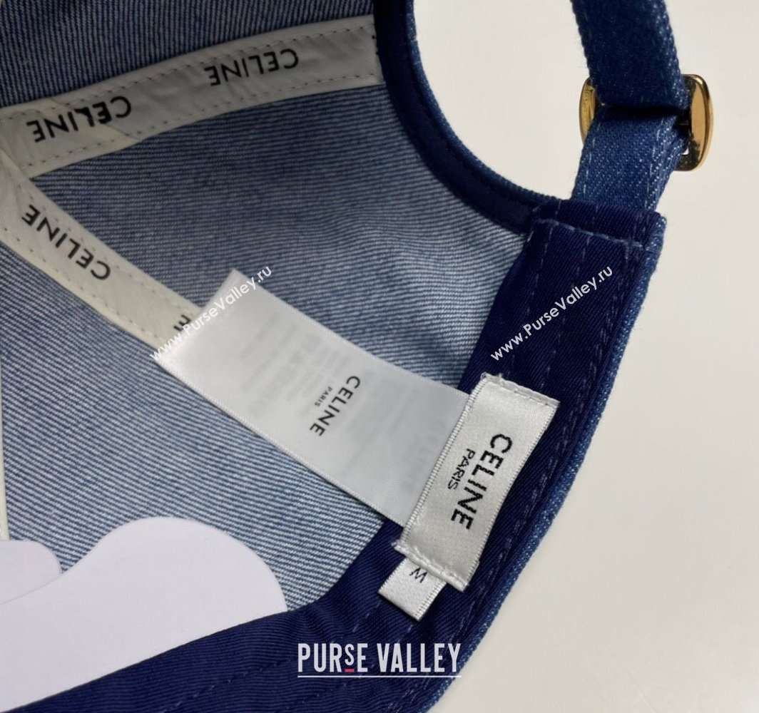 Celine Denim Baseball Hat with One-Tone Logo Blue 2025 (SHI-250318017)