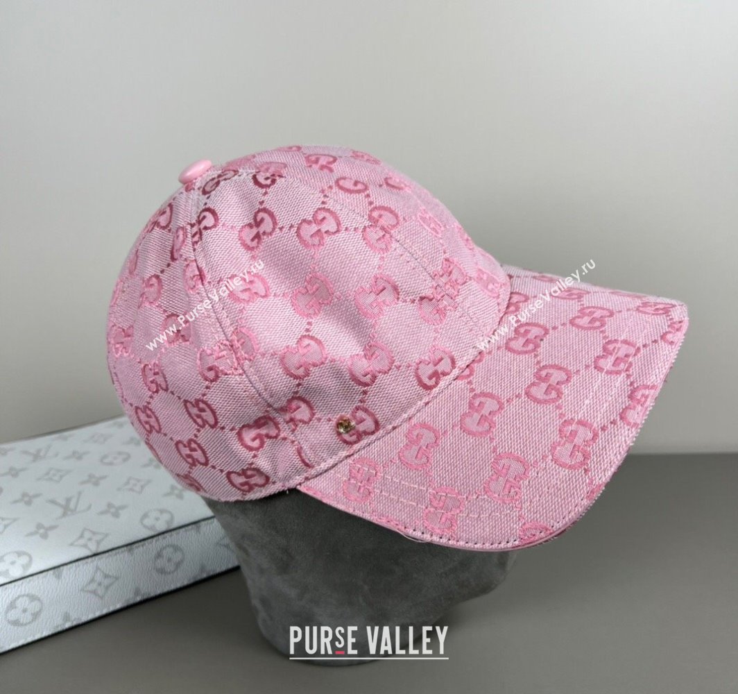 Gucci GG Embroidered Canvas Baseball Hat Pink 2025 0317 (SHI-250317092)