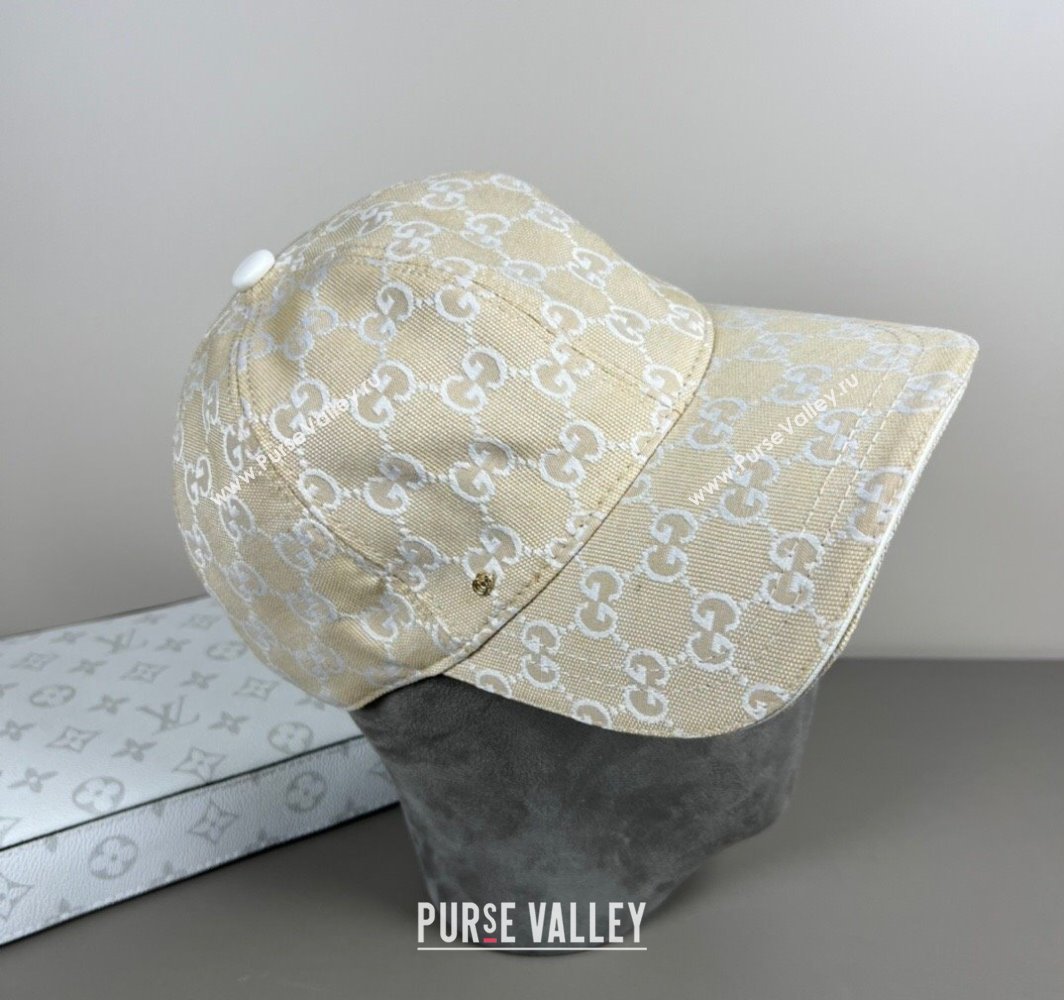 Gucci GG Embroidered Canvas Baseball Hat Beige/White 2025 0317 (SHI-250317091)