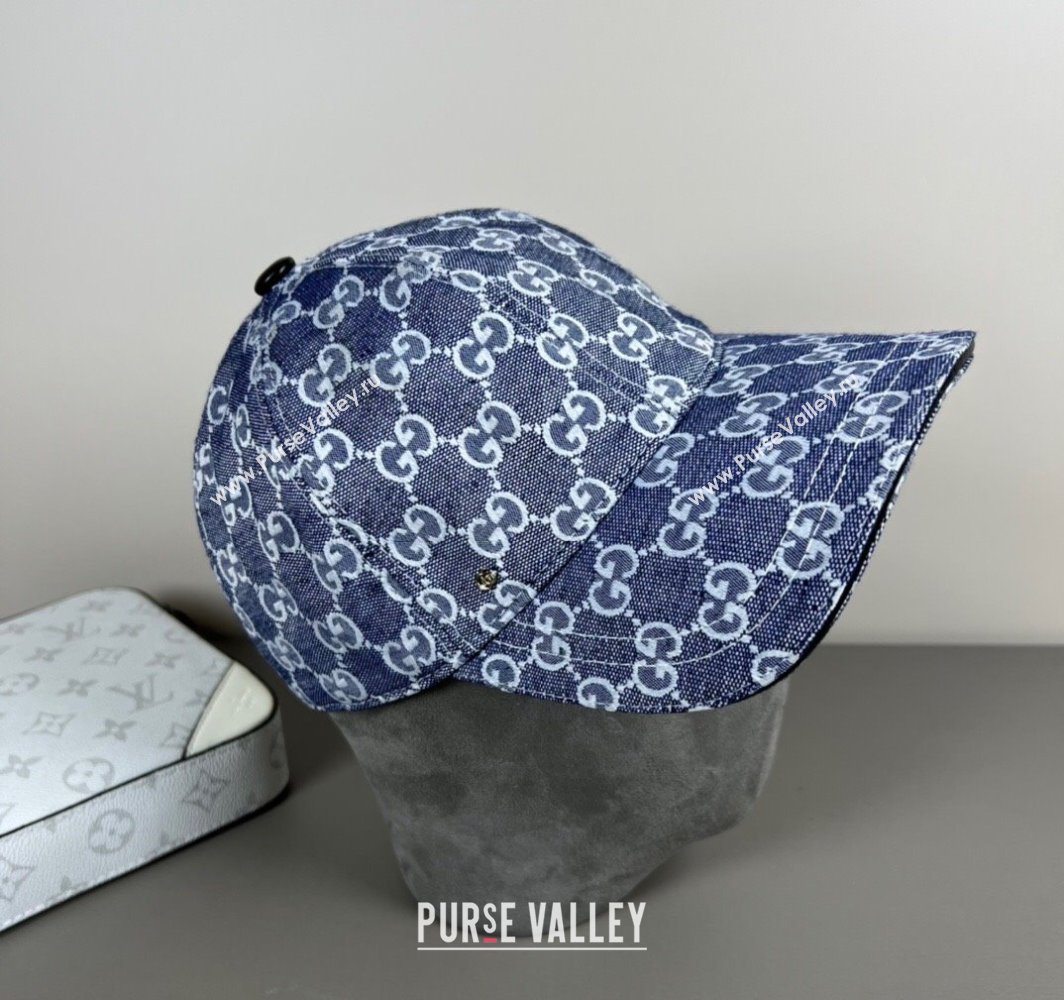 Gucci GG Embroidered Canvas Baseball Hat Dark Blue 2025 0317 (SHI-250317093)