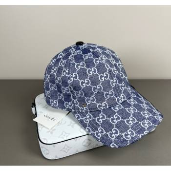 Gucci GG Embroidered Canvas Baseball Hat Dark Blue 2025 0317 (SHI-250317093)