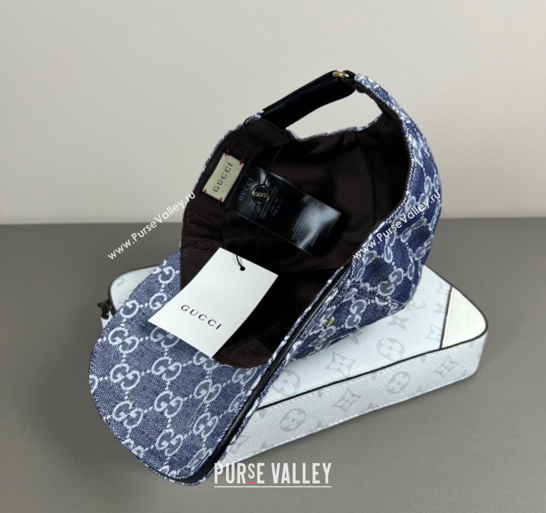 Gucci GG Embroidered Canvas Baseball Hat Dark Blue 2025 0317 (SHI-250317093)