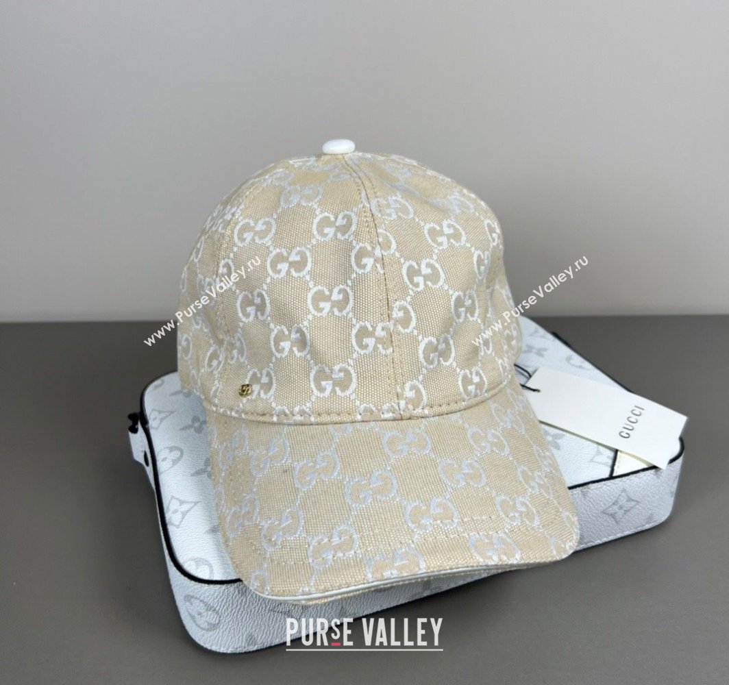Gucci GG Embroidered Canvas Baseball Hat Beige/White 2025 0317 (SHI-250317091)