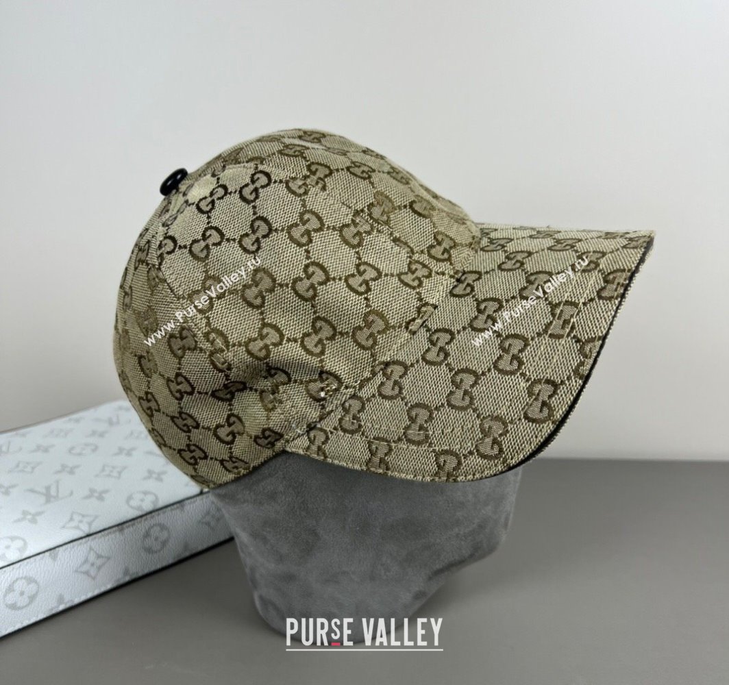 Gucci GG Embroidered Canvas Baseball Hat Beige/Brown 2025 0317 (SHI-250317090)