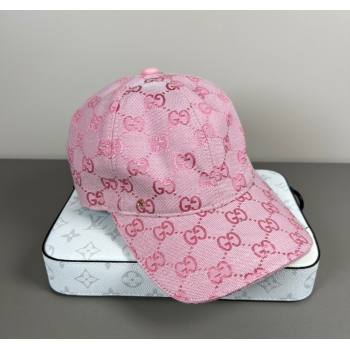 Gucci GG Embroidered Canvas Baseball Hat Pink 2025 0317 (SHI-250317092)