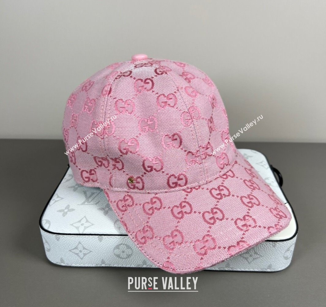 Gucci GG Embroidered Canvas Baseball Hat Pink 2025 0317 (SHI-250317092)