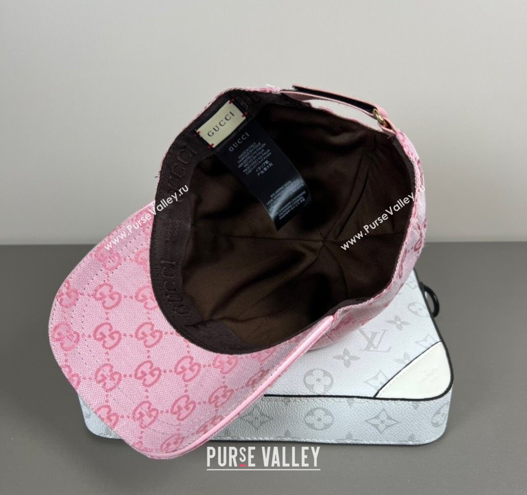Gucci GG Embroidered Canvas Baseball Hat Pink 2025 0317 (SHI-250317092)