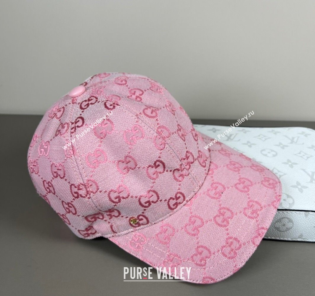 Gucci GG Embroidered Canvas Baseball Hat Pink 2025 0317 (SHI-250317092)