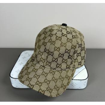 Gucci GG Embroidered Canvas Baseball Hat Beige/Brown 2025 0317 (SHI-250317090)