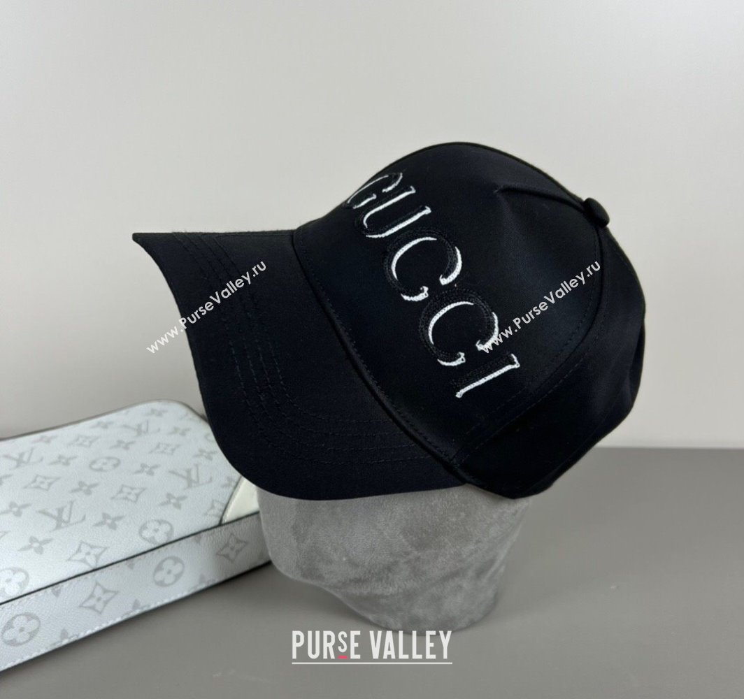 Gucci Canvas Baseball Hat with GUCCI Black/White 2025 0317 (SHI-250317086)
