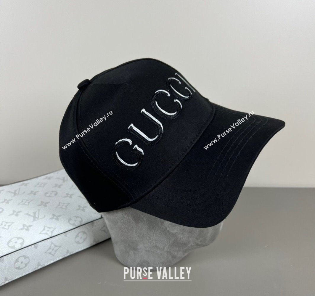 Gucci Canvas Baseball Hat with GUCCI Black/White 2025 0317 (SHI-250317086)