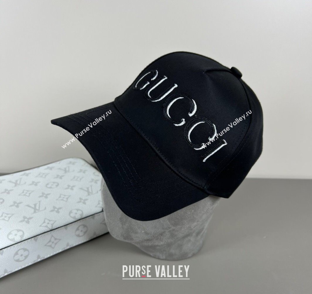 Gucci Canvas Baseball Hat with GUCCI Black/White 2025 0317 (SHI-250317086)