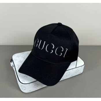 Gucci Canvas Baseball Hat with GUCCI Black/White 2025 0317 (SHI-250317086)