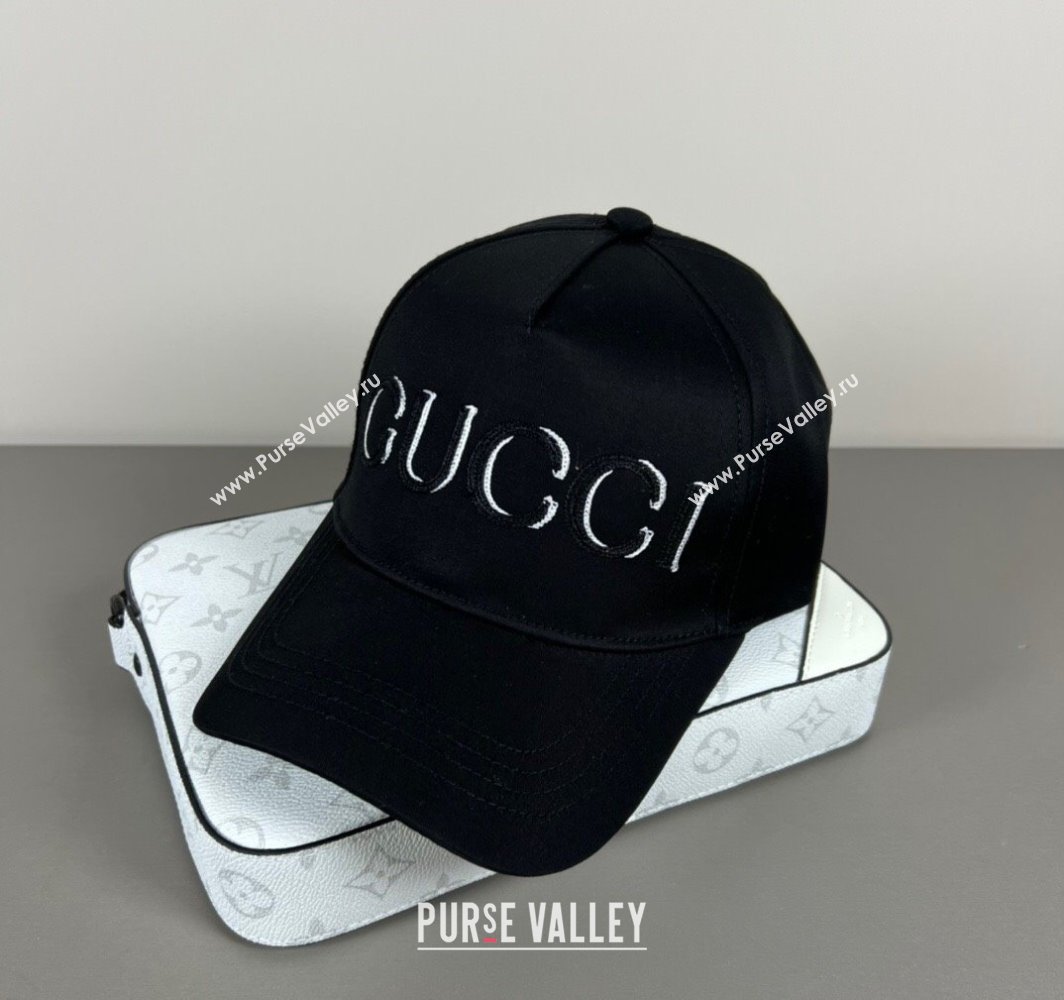 Gucci Canvas Baseball Hat with GUCCI Black/White 2025 0317 (SHI-250317086)