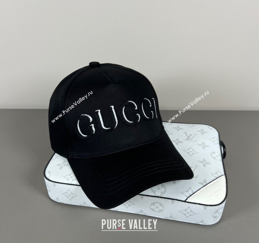 Gucci Canvas Baseball Hat with GUCCI Black/White 2025 0317 (SHI-250317086)