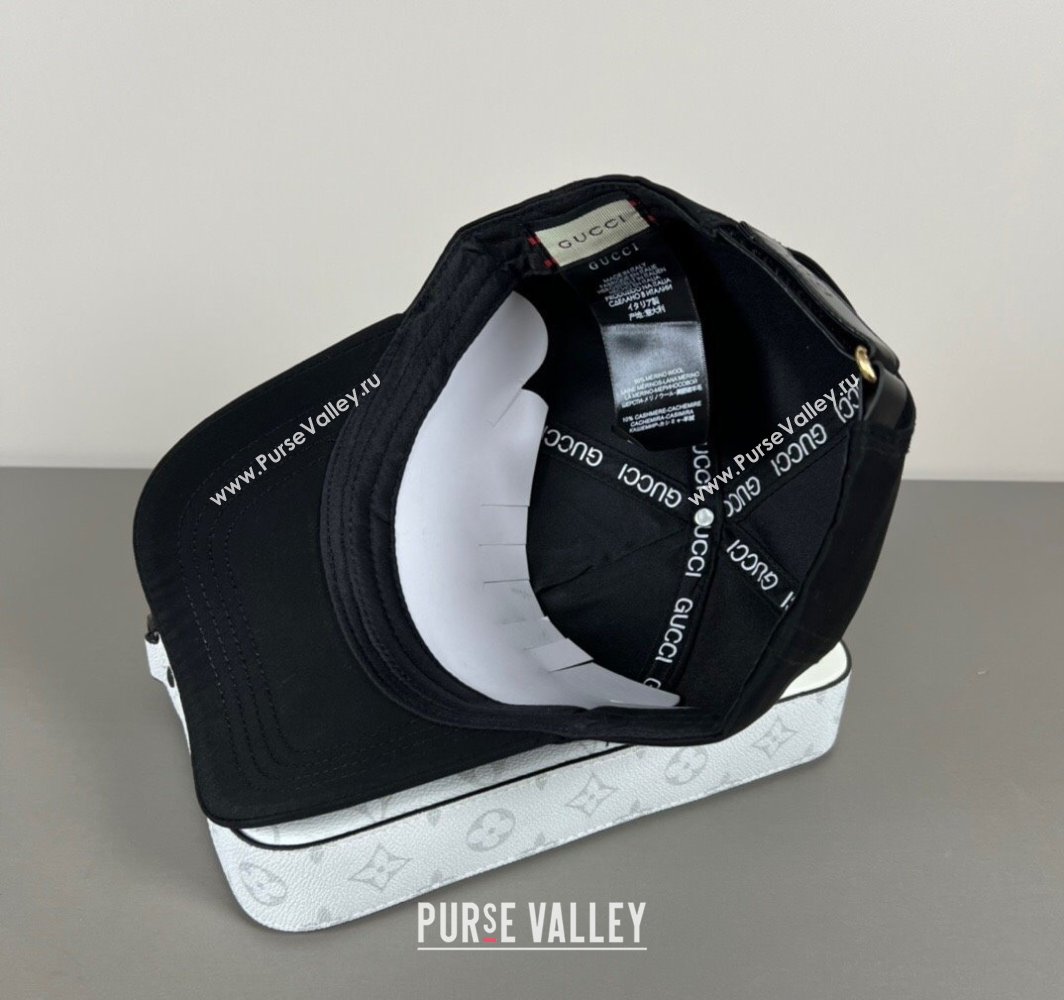 Gucci Canvas Baseball Hat with GUCCI Black/White 2025 0317 (SHI-250317086)