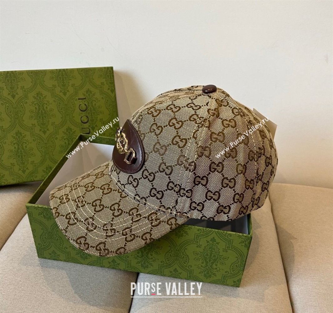 Gucci GG Canvas Baseball Hat with Horsebit Beige 2025 0317 (XMN-250317063)