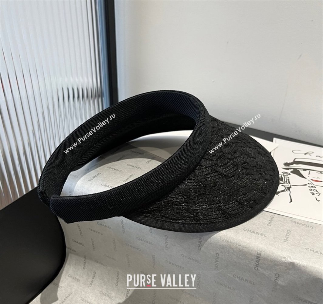 Chanel Straw Visor Hat with Strass CC Black 2025 0318 (XMN-250318074)