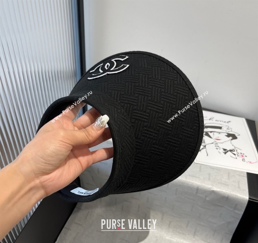 Chanel Straw Visor Hat with Maxi CC Black 2025 0318 (XMN-250318076)