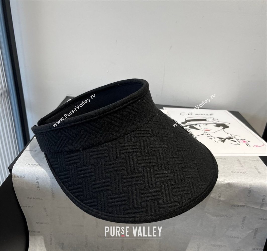 Chanel Straw Visor Hat with Maxi CC Black 2025 0318 (XMN-250318076)
