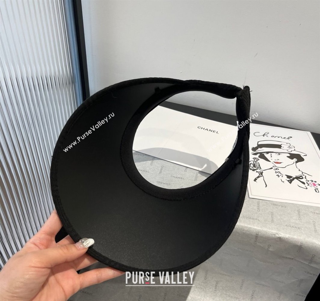 Chanel Straw Visor Hat with Maxi CC Black 2025 0318 (XMN-250318076)