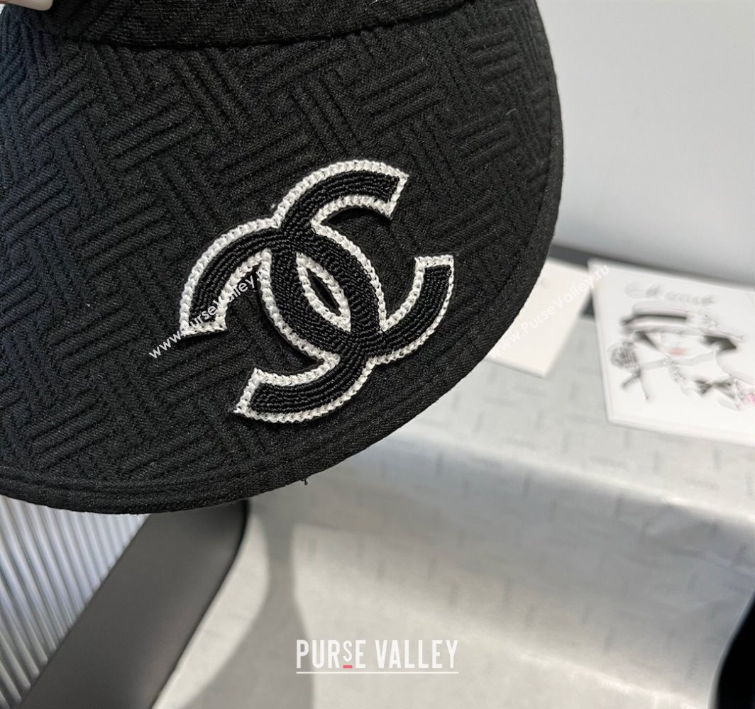 Chanel Straw Visor Hat with Maxi CC Black 2025 0318 (XMN-250318076)