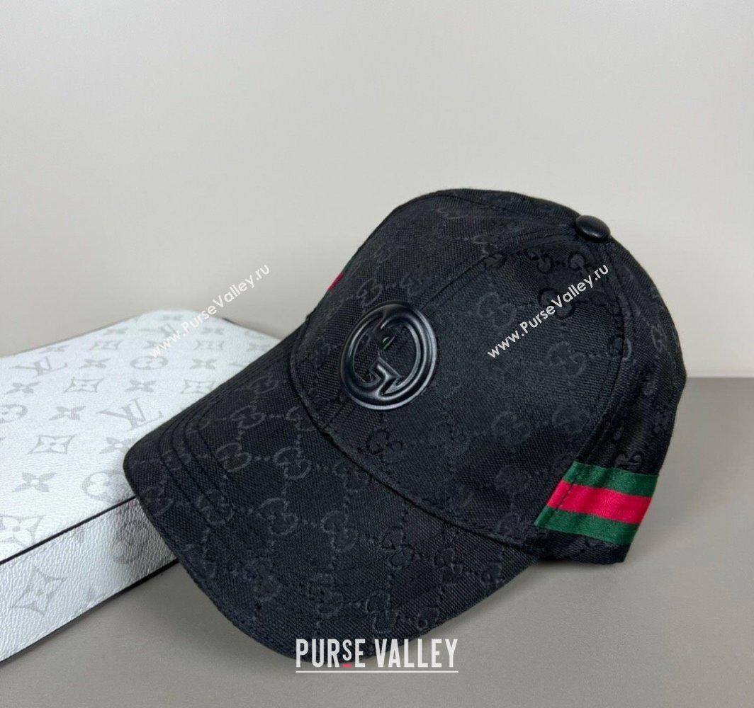 Gucci GG Canvas Baseball Hat with Interlocking G and Web Black 2025 (SHI-250317065)