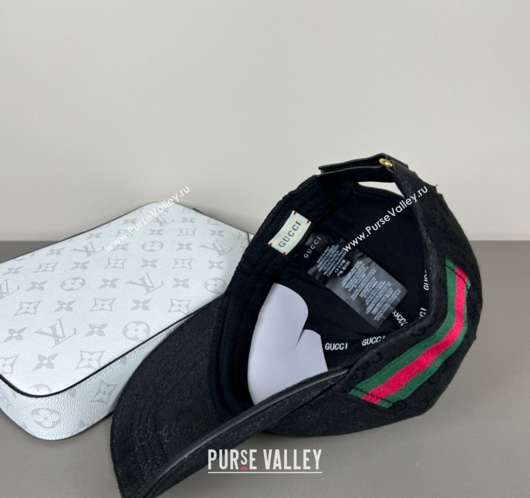 Gucci GG Canvas Baseball Hat with Interlocking G and Web Black 2025 (SHI-250317065)