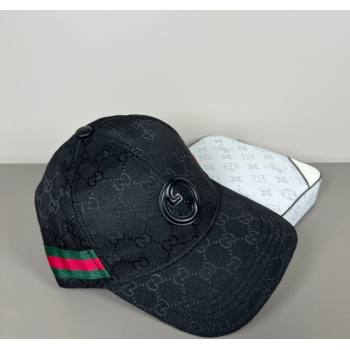Gucci GG Canvas Baseball Hat with Interlocking G and Web Black 2025 (SHI-250317065)