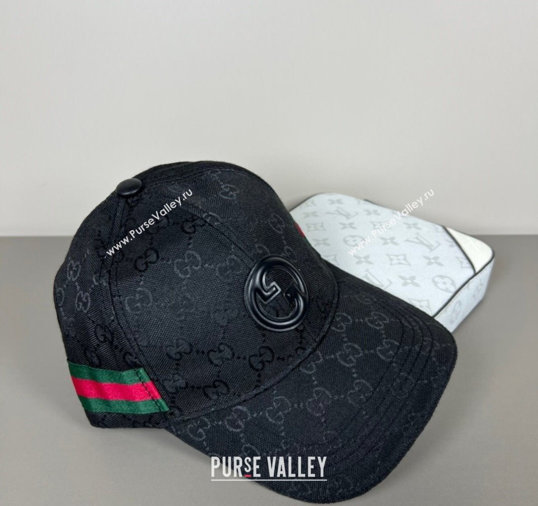Gucci GG Canvas Baseball Hat with Interlocking G and Web Black 2025 (SHI-250317065)