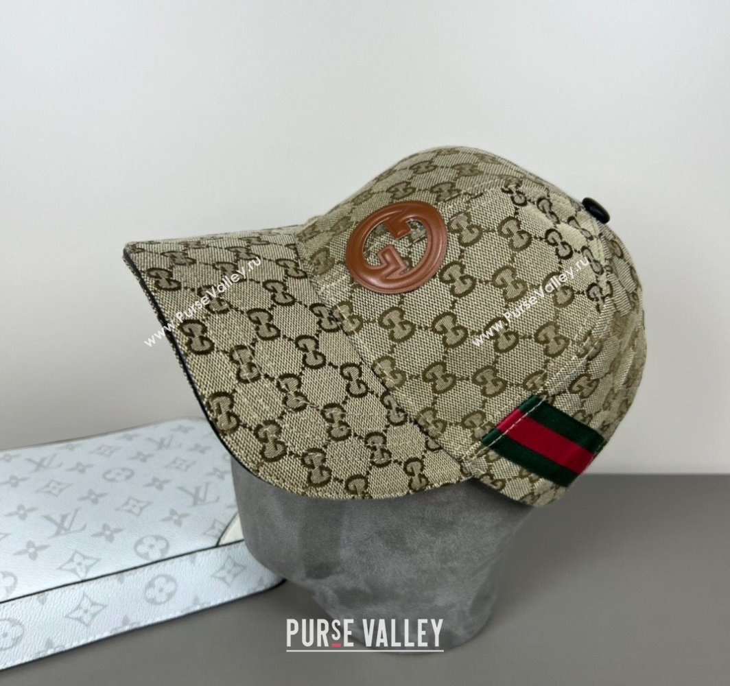 Gucci GG Canvas Baseball Hat with Interlocking G and Web Beige 2025 (SHI-250317066)