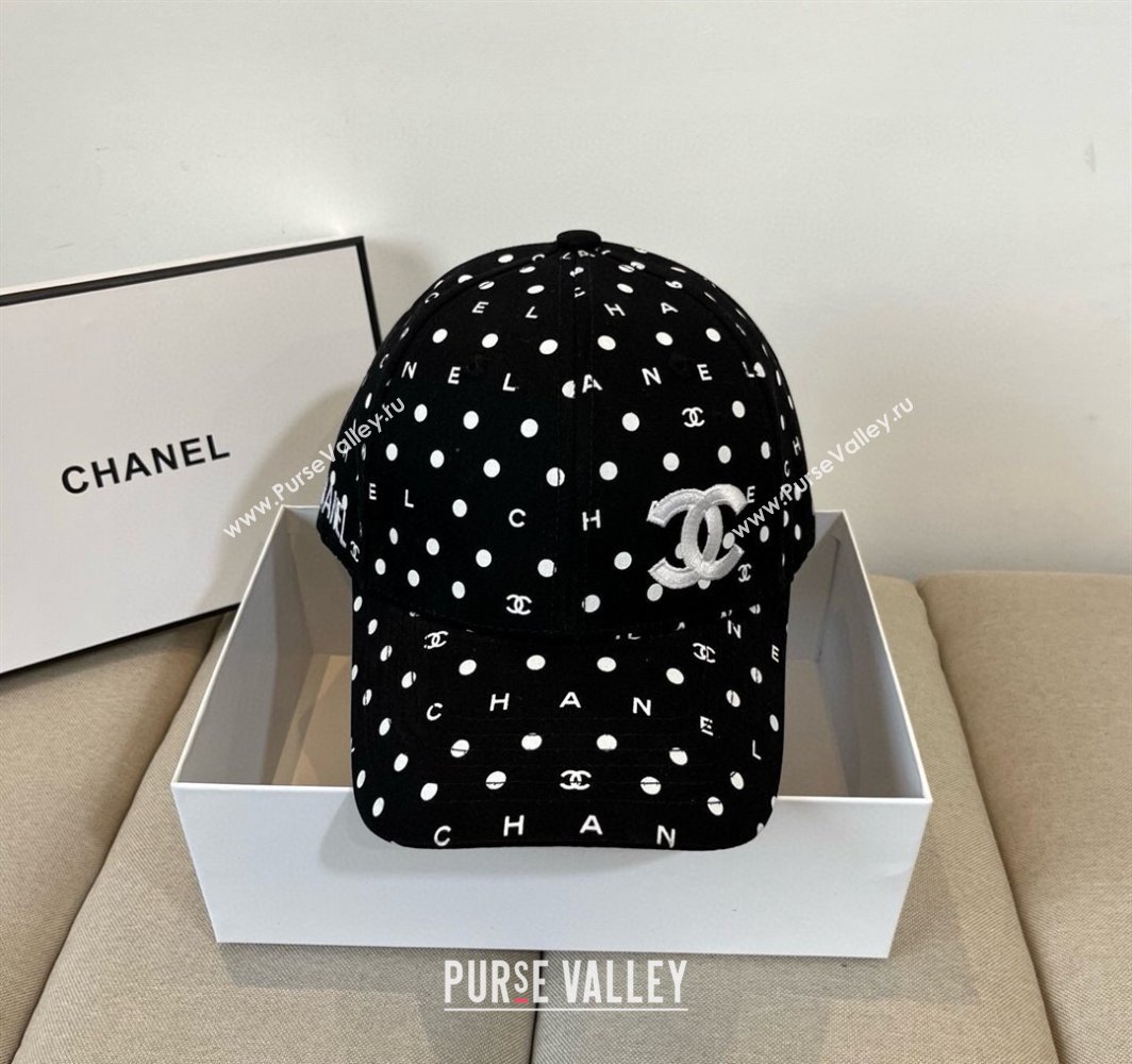 Chanel Dotted Canvas Baseball Hat Black 2025 0318 (XMN-250318024)