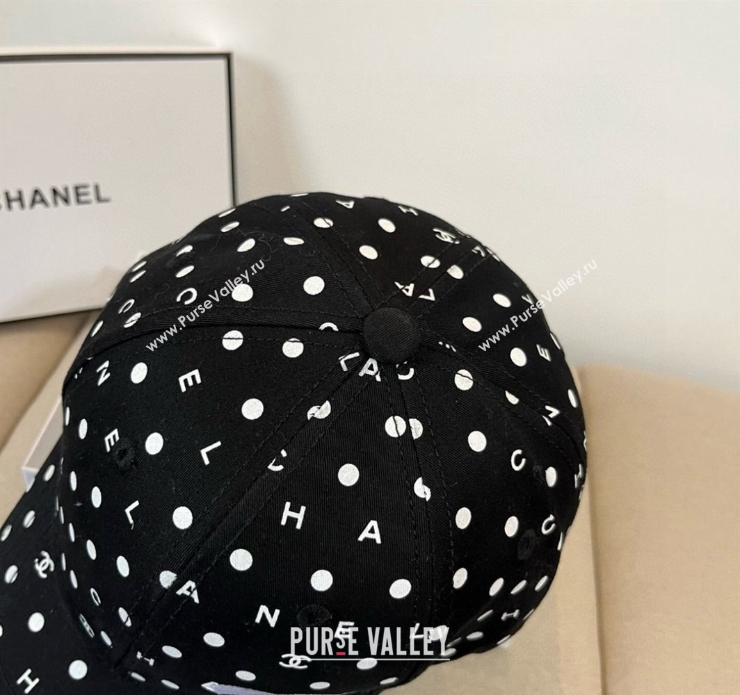 Chanel Dotted Canvas Baseball Hat Black 2025 0318 (XMN-250318024)