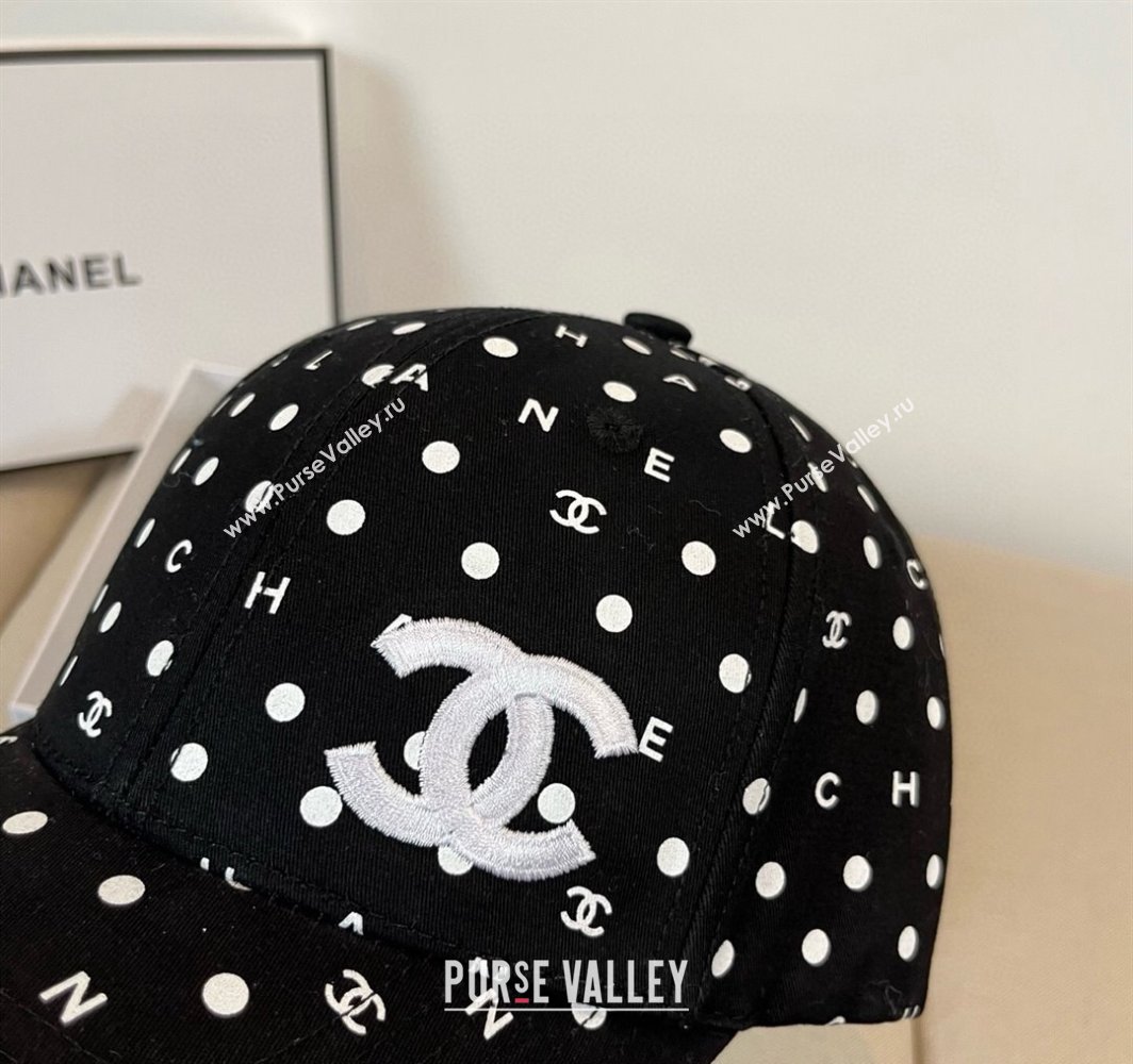 Chanel Dotted Canvas Baseball Hat Black 2025 0318 (XMN-250318024)