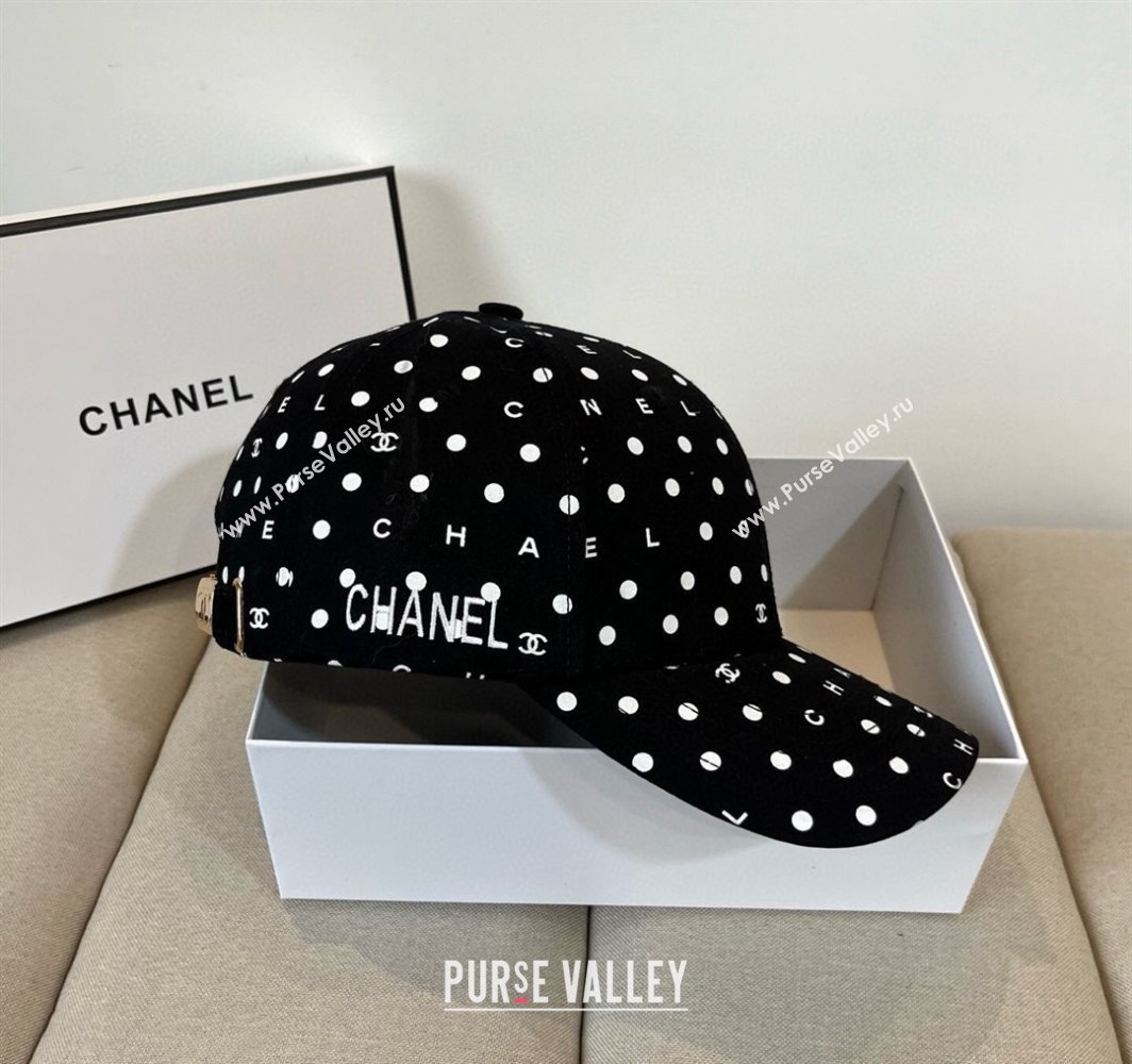 Chanel Dotted Canvas Baseball Hat Black 2025 0318 (XMN-250318024)