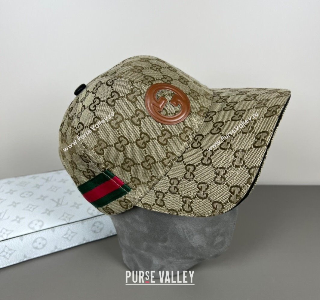 Gucci GG Canvas Baseball Hat with Interlocking G and Web Beige 2025 (SHI-250317066)