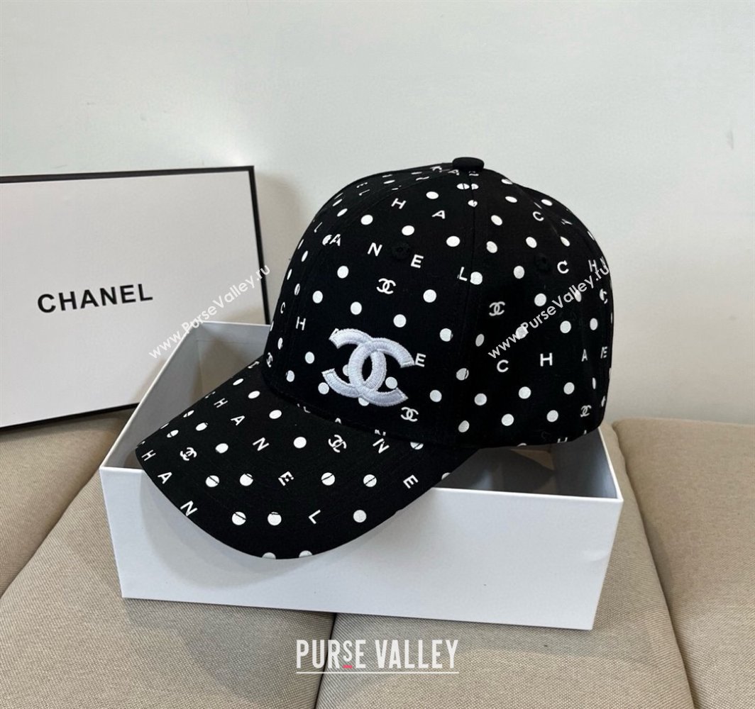 Chanel Dotted Canvas Baseball Hat Black 2025 0318 (XMN-250318024)