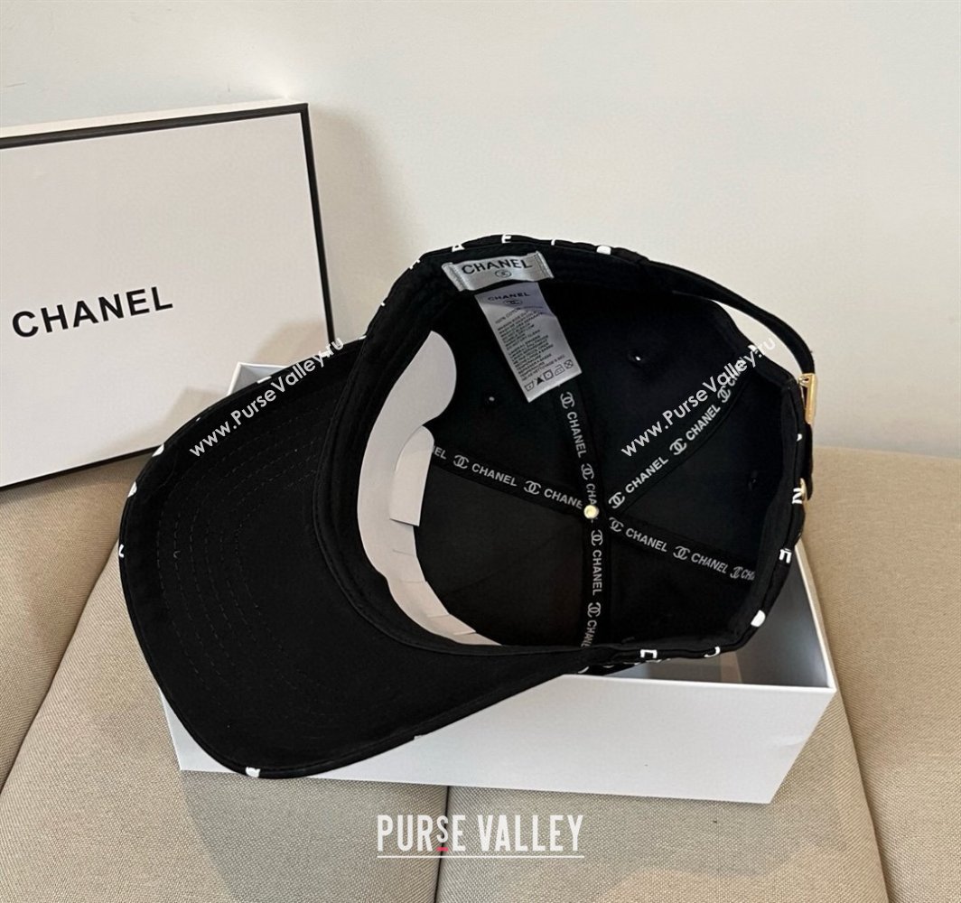 Chanel Dotted Canvas Baseball Hat Black 2025 0318 (XMN-250318024)
