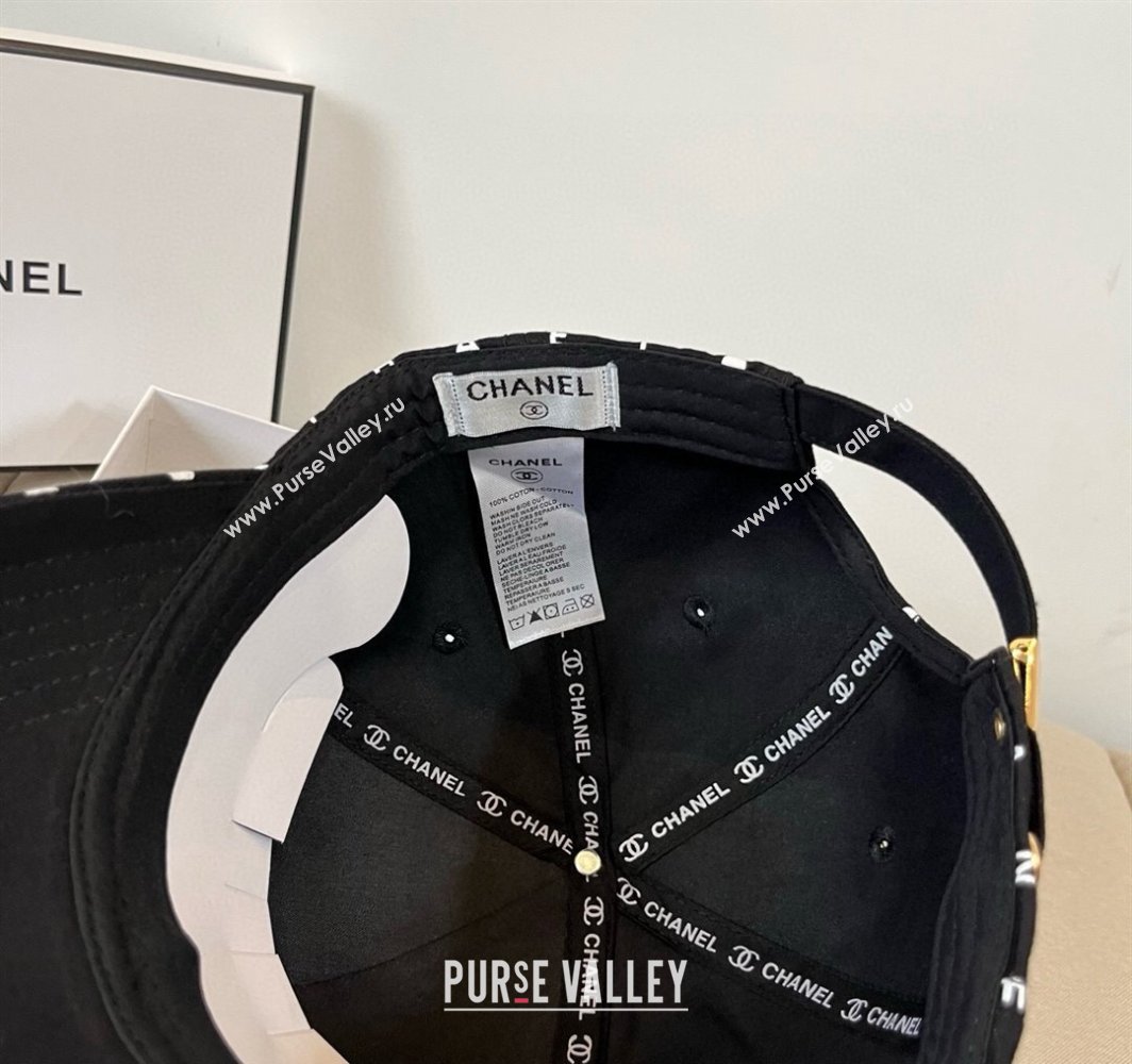 Chanel Dotted Canvas Baseball Hat Black 2025 0318 (XMN-250318024)