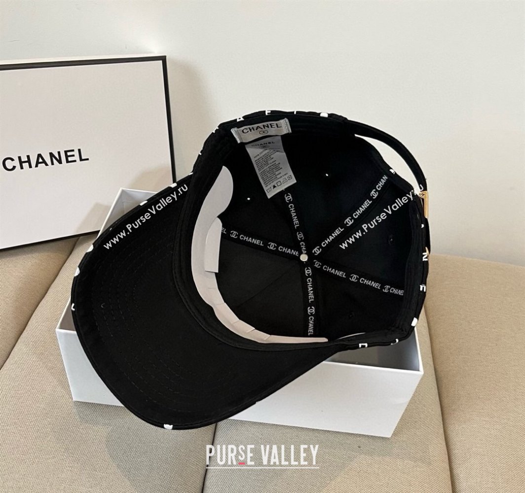 Chanel Dotted Canvas Baseball Hat Black 2025 0318 (XMN-250318024)