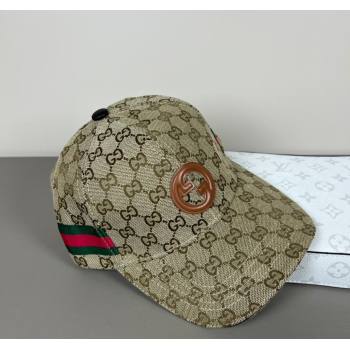 Gucci GG Canvas Baseball Hat with Interlocking G and Web Beige 2025 (SHI-250317066)