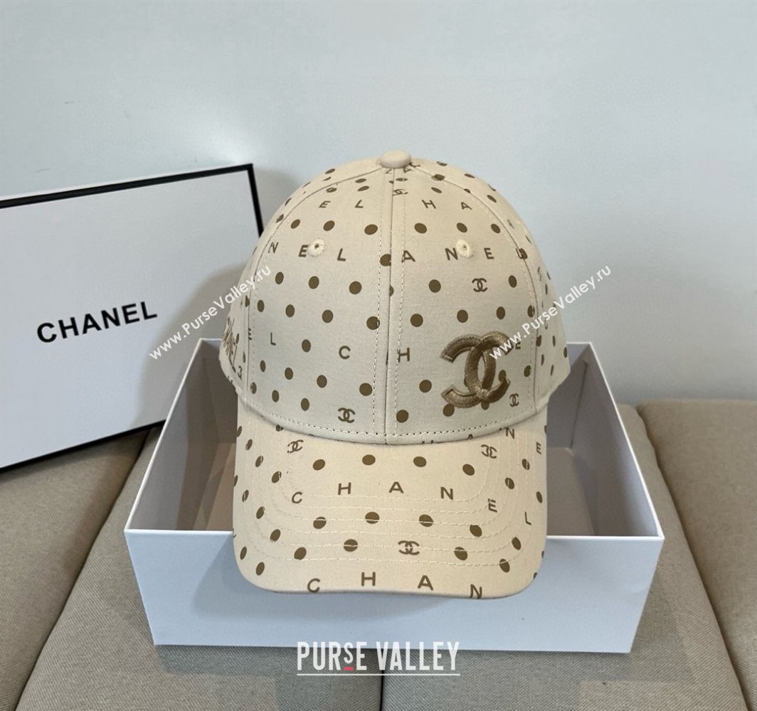 Chanel Dotted Canvas Baseball Hat Beige 2025 0318 (XMN-250318026)