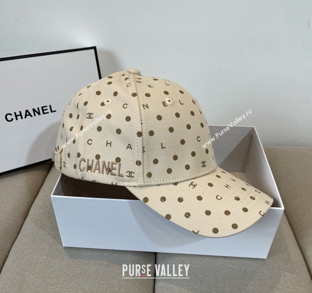 Chanel Dotted Canvas Baseball Hat Beige 2025 0318 (XMN-250318026)