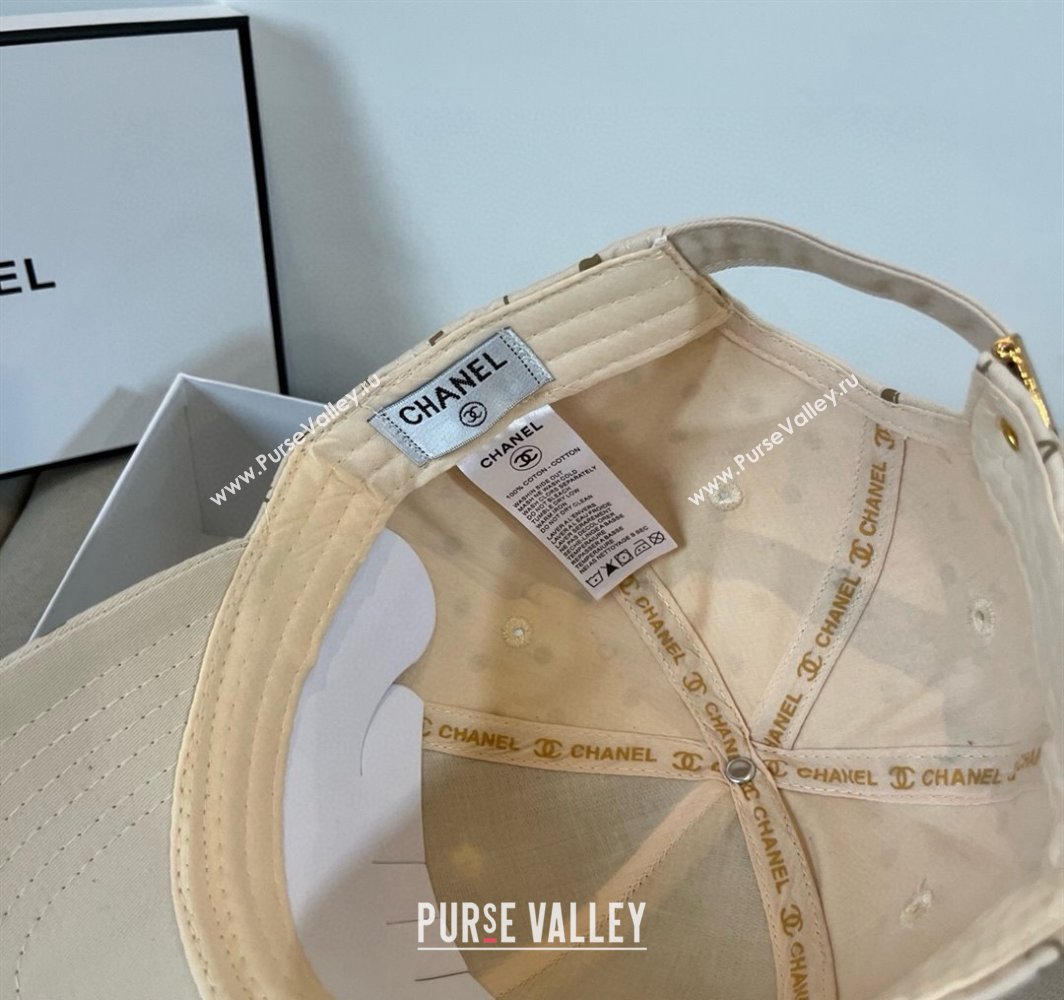 Chanel Dotted Canvas Baseball Hat Beige 2025 0318 (XMN-250318026)