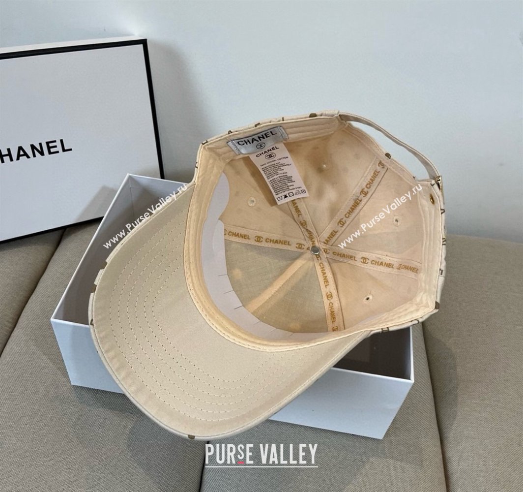 Chanel Dotted Canvas Baseball Hat Beige 2025 0318 (XMN-250318026)
