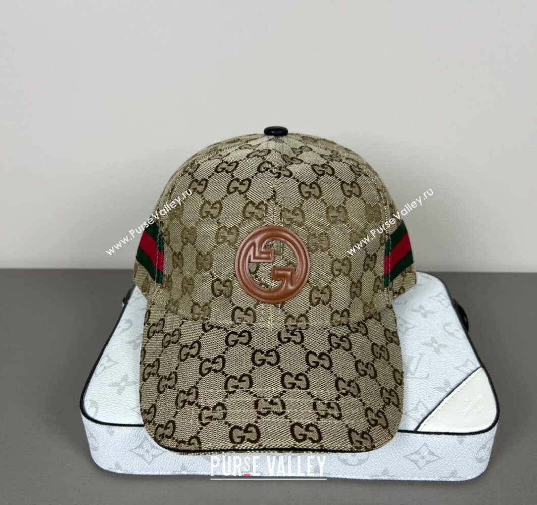 Gucci GG Canvas Baseball Hat with Interlocking G and Web Beige 2025 (SHI-250317066)